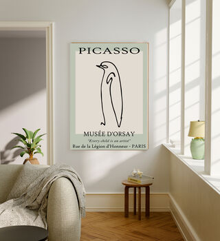 Picasso Line Drawing Green Penguin Art Print, 2 of 3