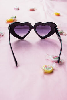 Black Chunky Oversized Heart Sunglasses, 3 of 5