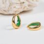 Havana Green Enamel And Gold Plated Huggie Earrings, thumbnail 1 of 5