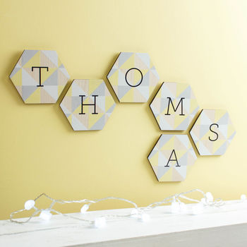Personalised Nursery Wall Art Name Hexagons, 2 of 3