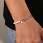 Silver Steel Cuban Chain, Half Pearl Bracelet, thumbnail 1 of 10