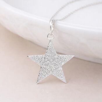 Personalised Sterling Silver Pavé Star Pendant Necklace, 9 of 10