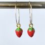 Summer Strawberry Charm Hoop Earrings, thumbnail 1 of 2