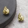Gold Coloured Textured Tiny Knot Stud Earrings, thumbnail 1 of 3