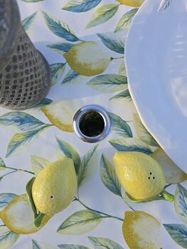 The Amalfi Lemon Outdoor Tablecloth With Parasol Hole, 2 of 6