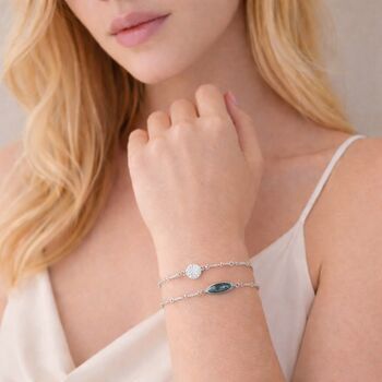 Gold Plated Hammered Disc And Grey Topaz Wraparound Bracelet, 3 of 7