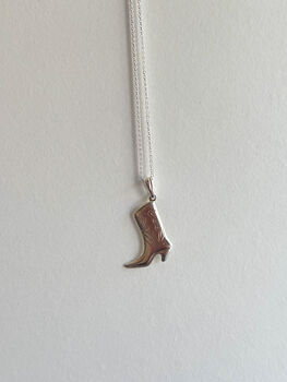 Sterling Silver Cowgirl Boot Pendant Necklace, 5 of 8