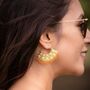 Aqua Blue Chalcedony, Carnelian Gold Earrings, thumbnail 1 of 5