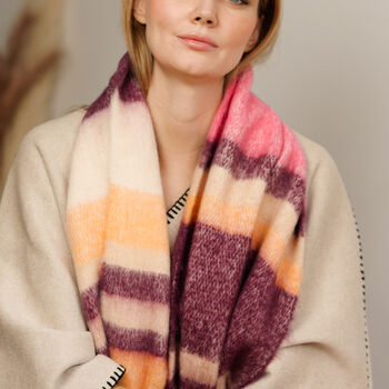 Personalised Chunky Coral Red Striped Scarf, 5 of 12