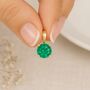 Personalised 9ct Yellow Gold Emerald Pendant Necklace: May Birthstone Gift – 5mm, thumbnail 1 of 11
