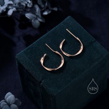 Twisted Strip Mobius Band Large Semi Hoop Stud Earrings In Sterling Silver, 8 of 12