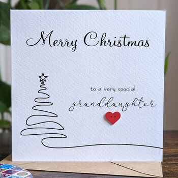 Granddaughter Christmas Card, 3D Wooden Heart, 2 of 4