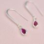 Personalised Sterling Silver Teardrop Birthstone Drop Earrings, thumbnail 4 of 7