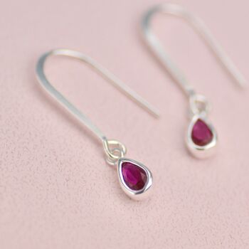 Personalised Sterling Silver Teardrop Birthstone Drop Earrings, 4 of 7