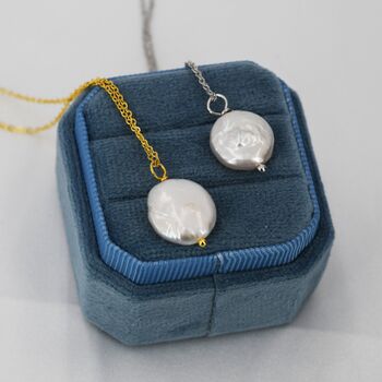 Coin Baroque Pearl Necklace In Sterling Silver, 3 of 11