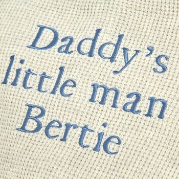 Personalised Daddy's Little Man Oatmeal Cardigan, 3 of 4