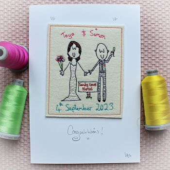 Personalised, Embroidered Wedding Card, 11 of 12