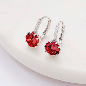 Red Crystal Drop Huggie Statement Earrings, 3 of 3