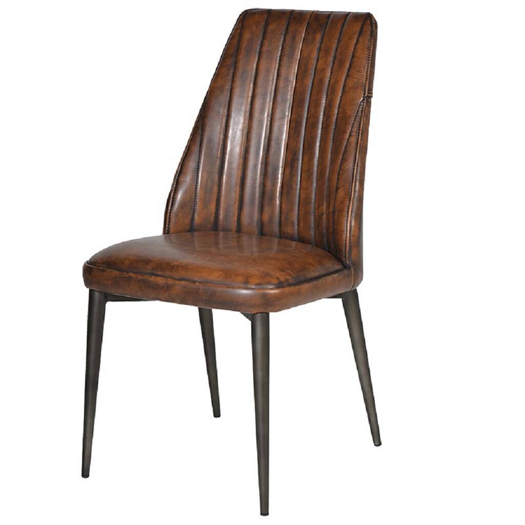 Vintage Brown Faux Leather Deco Dining Chair By The Orchard