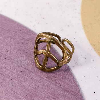 Brass Peace Sign Ring, 2 of 2