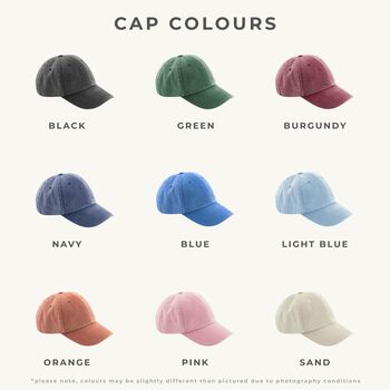 Personalised Vintage Cap With Custom Embroidery Text, 9 of 10