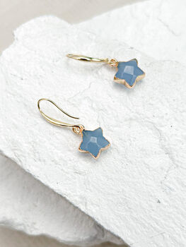 Agate Star Earrings Real 18k Gold Plated, 3 of 3