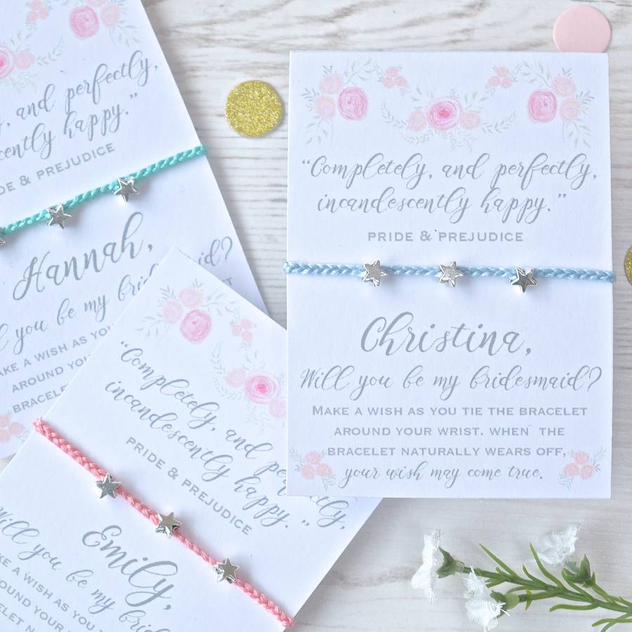 'Will You Be My Bridesmaid?' Quote Wish Bracelet By Copper & Grey