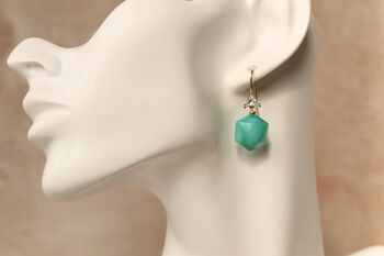 Turquoise Hexagon Jewel Earrings, 3 of 5