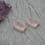 Rose Quartz Silver Earrings, Pink Gemstone Dangle Drop, thumbnail 4 of 7
