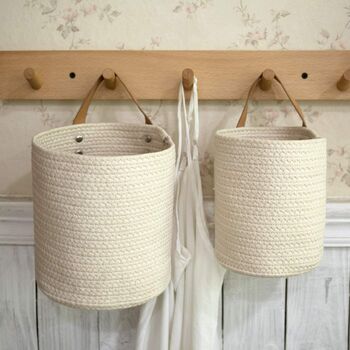 Set Of Two Wall Hanging Basket Woven Storage, 2 of 5