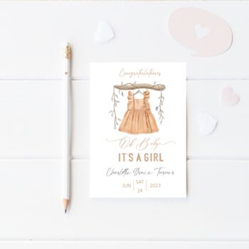 New Baby Girl Personalised Card, 2 of 8