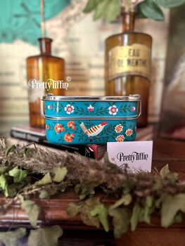 Stainless Steel Bento Lunchbox Hand Painted 'Jade Garden', 4 of 6