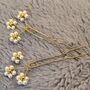 Handmade Daisy Pearl Hair Pins With Gold Wire – Bridal And Bridesmaid Hair Accessories, thumbnail 8 of 12