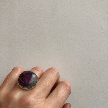 Ruby Zoisite Gemstone Ring Set In Sterling Silver, 2 of 6