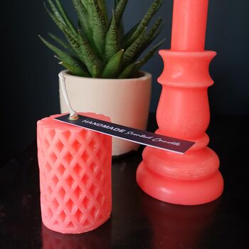 Patterned Pillar Coloured Candle In Eco Soy Wax, 4 of 5
