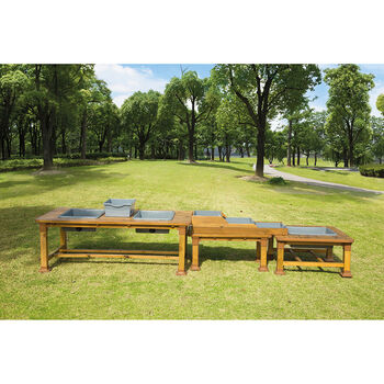 Outdoor Wooden Children's Double Messy Table, 4 of 4