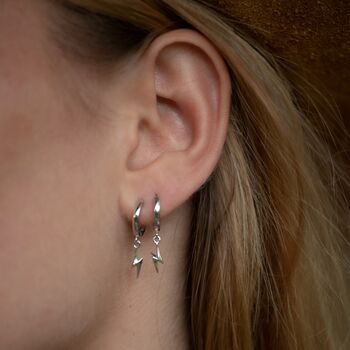 Lightning Bolt Charm Hoop Earrings, 2 of 6