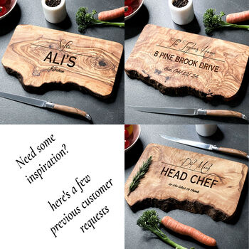 Personalised Olive Wood Chopping/Cheese Board, 8 of 10
