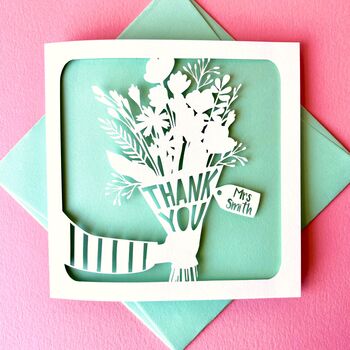 Papercut Flowers Personalised Thank You Card, 2 of 5