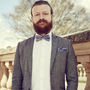 Mens Blue Floral Print Bow Tie, thumbnail 4 of 6