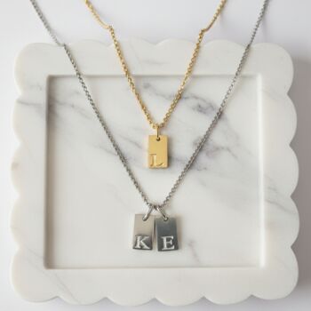 Personalised Initial Tag Necklace Tarnish Resistant, 3 of 4