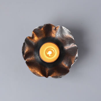 Botanical Flower Candle Bowls. Hand Forged Iron Candle Holders, Limited Edition, 2 of 8