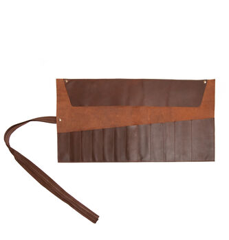 Personalised Leather Tool Roll In Brown, 6 of 10