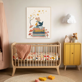 Mouse Book Reading Nursery Art Print, 2 of 3