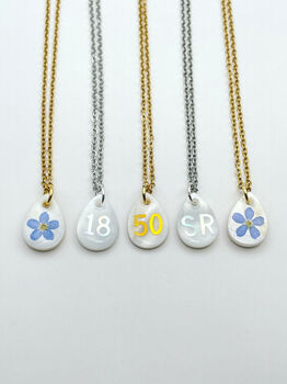 Personalised Necklace Double Sided With Forgetmenot And Letters, 2 of 10