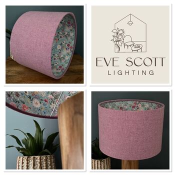 Constance Dog Rose Pink Tweed Floral Lined Lampshade, 9 of 9