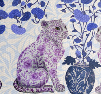 Chinoiserie Leopard Twins On Cream Lampshade, 3 of 4