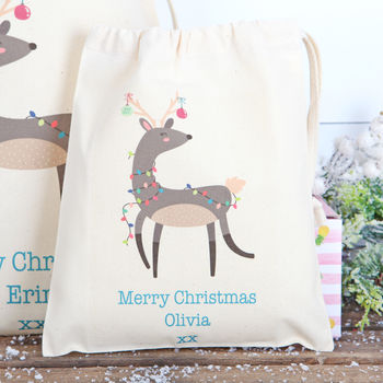 Personalised Christmas Reindeer Cotton Bags, 4 of 5