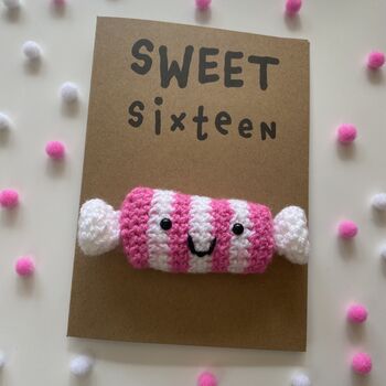 Sweet Sixteen Crochet 16th Birthday Card Handmade, 7 of 12