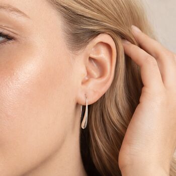 Silver Plated Molten Teardrop Earrings – 25mm X 7mm, 4 of 7